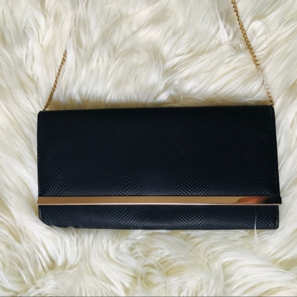 New Look Mock Snake Print Black Chelsea Clutch Bag - Picture 3 of 6